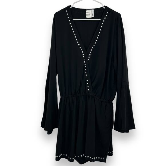 NWT BAR III Black Tell Me About It Stud Swimsuit Cover Up Romper Large Punk Emo - Picture 13 of 13